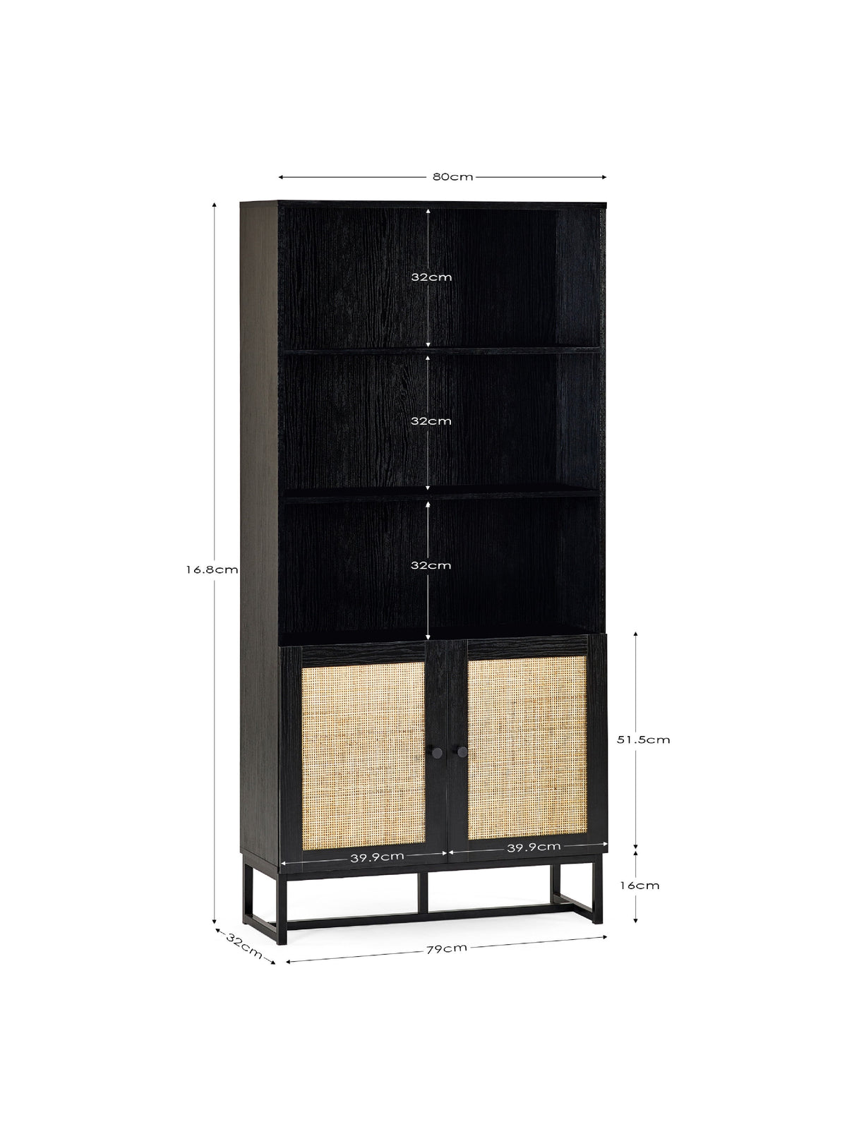Padstow Tall Bookcase - Black