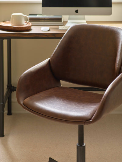 Parker Brown Faux Leather Upholstered Swivel Office Chair