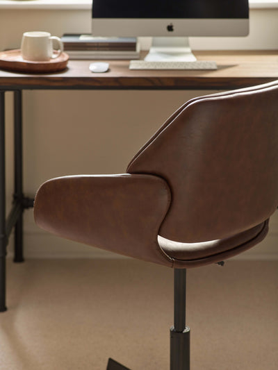 Parker Brown Faux Leather Upholstered Swivel Office Chair