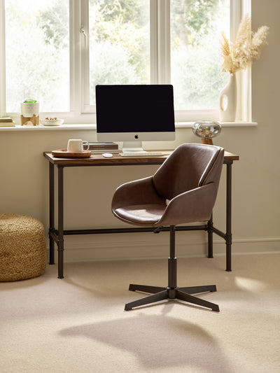 Parker Brown Faux Leather Upholstered Swivel Office Chair