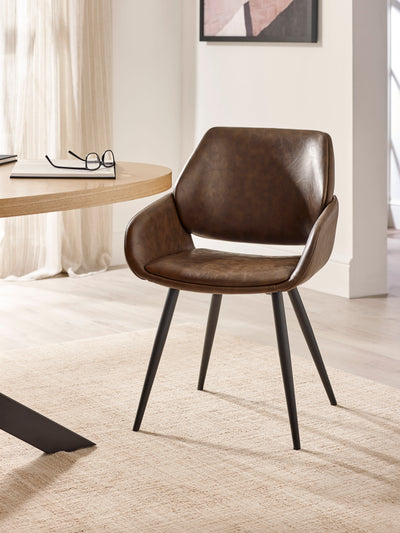 Parker Set of 2 Brown Faux Leather Upholstered Dining Chairs