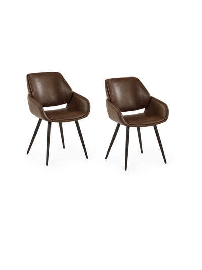 Parker Set of 2 Brown Faux Leather Upholstered Dining Chairs