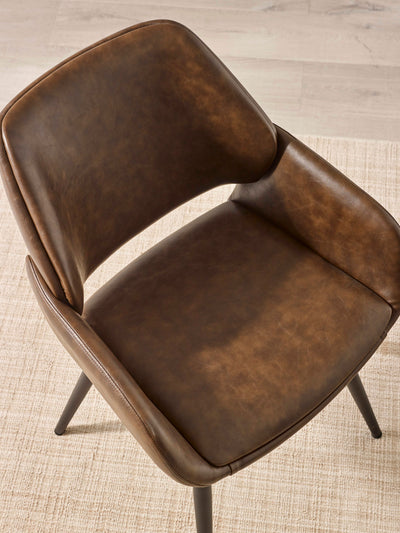 Parker Set of 2 Brown Faux Leather Upholstered Dining Chairs