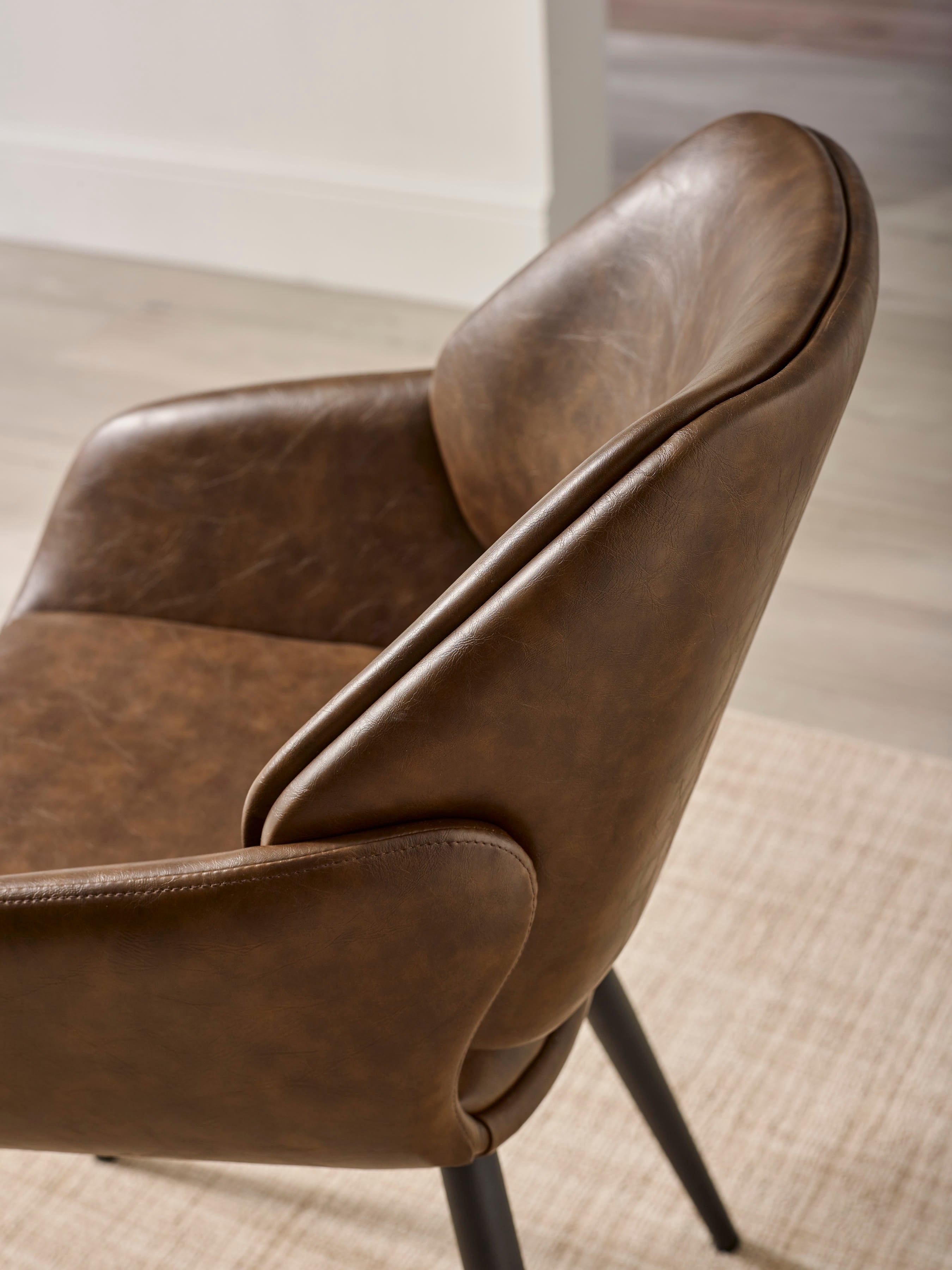 Parker Set of 2 Brown Faux Leather Upholstered Dining Chairs