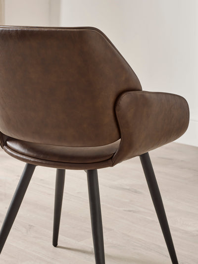 Parker Set of 2 Brown Faux Leather Upholstered Dining Chairs