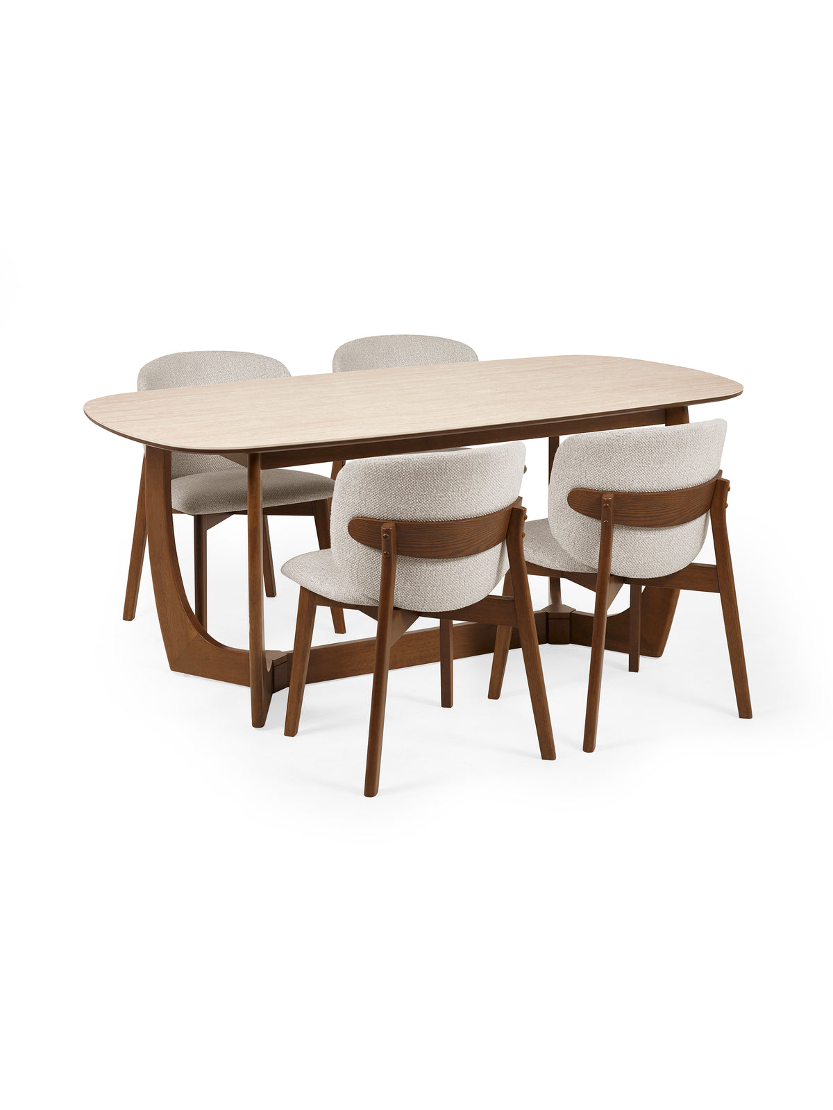 Portland Rectangular Dining Table – Walnut Effect/Natural Stone