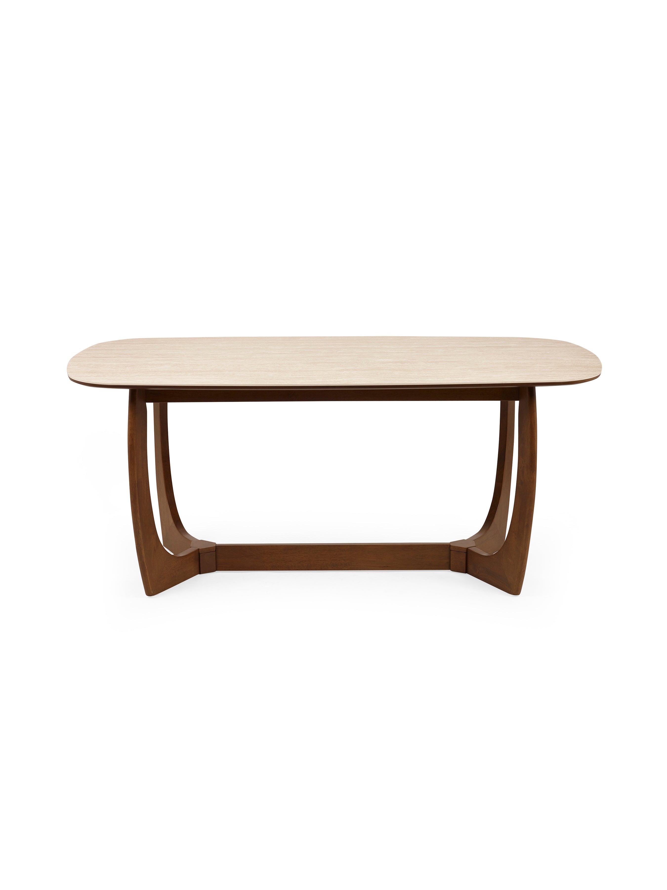 Portland Rectangular Dining Table – Walnut Effect/Natural Stone