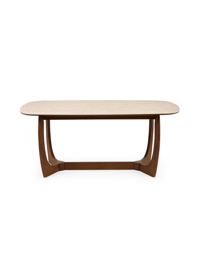 Portland Rectangular Dining Table – Walnut Effect/Natural Stone