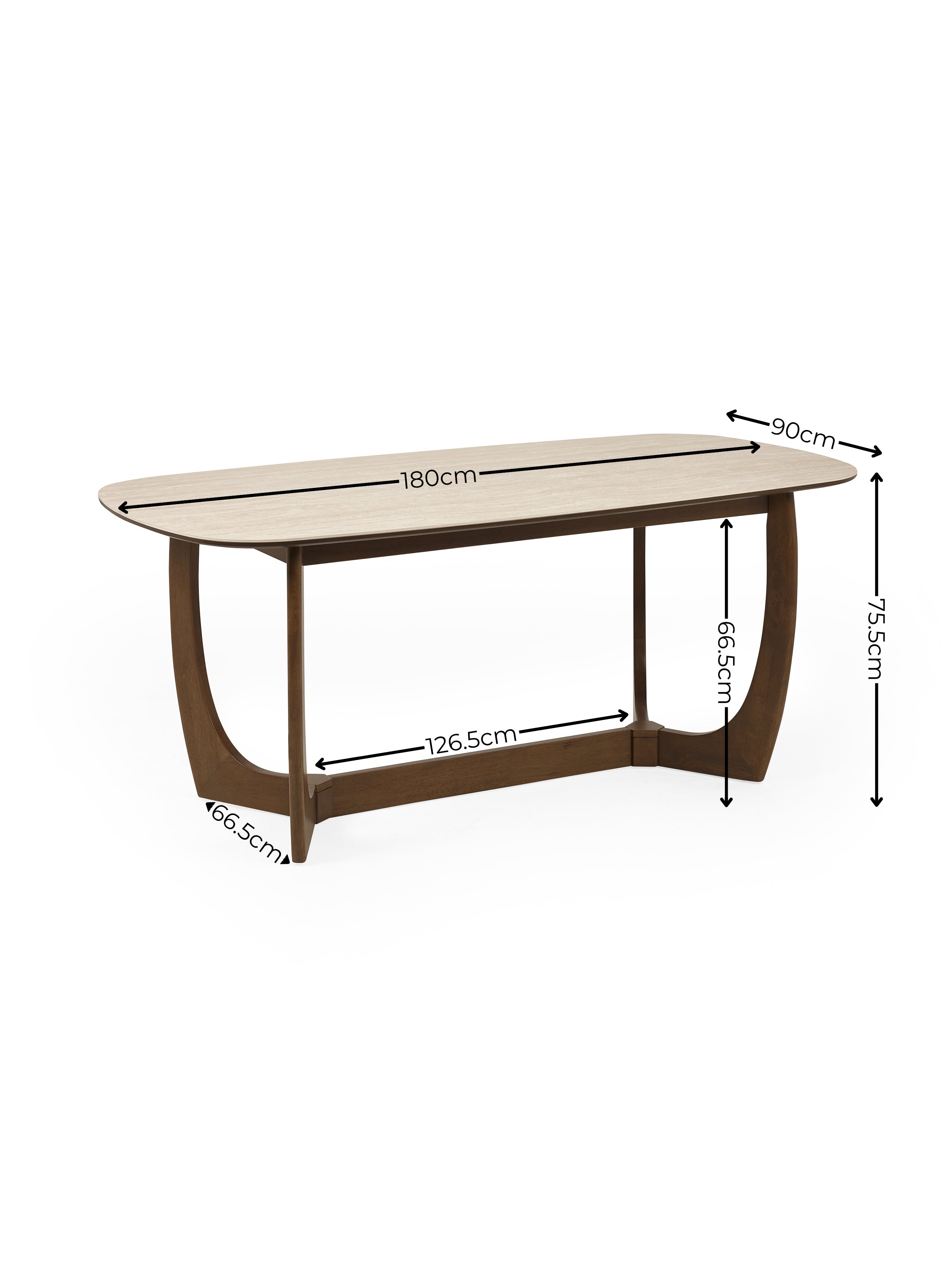 Portland Rectangular Dining Table – Walnut Effect/Natural Stone