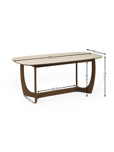 Portland Rectangular Dining Table – Walnut Effect/Natural Stone