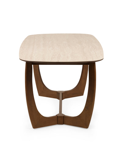 Portland Rectangular Dining Table – Walnut Effect/Natural Stone