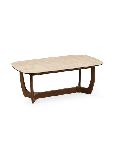 Portland Rectangular Coffee Table – Walnut Effect/Natural Stone