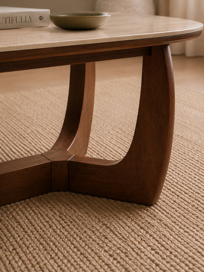 Portland Rectangular Coffee Table – Walnut Effect/Natural Stone