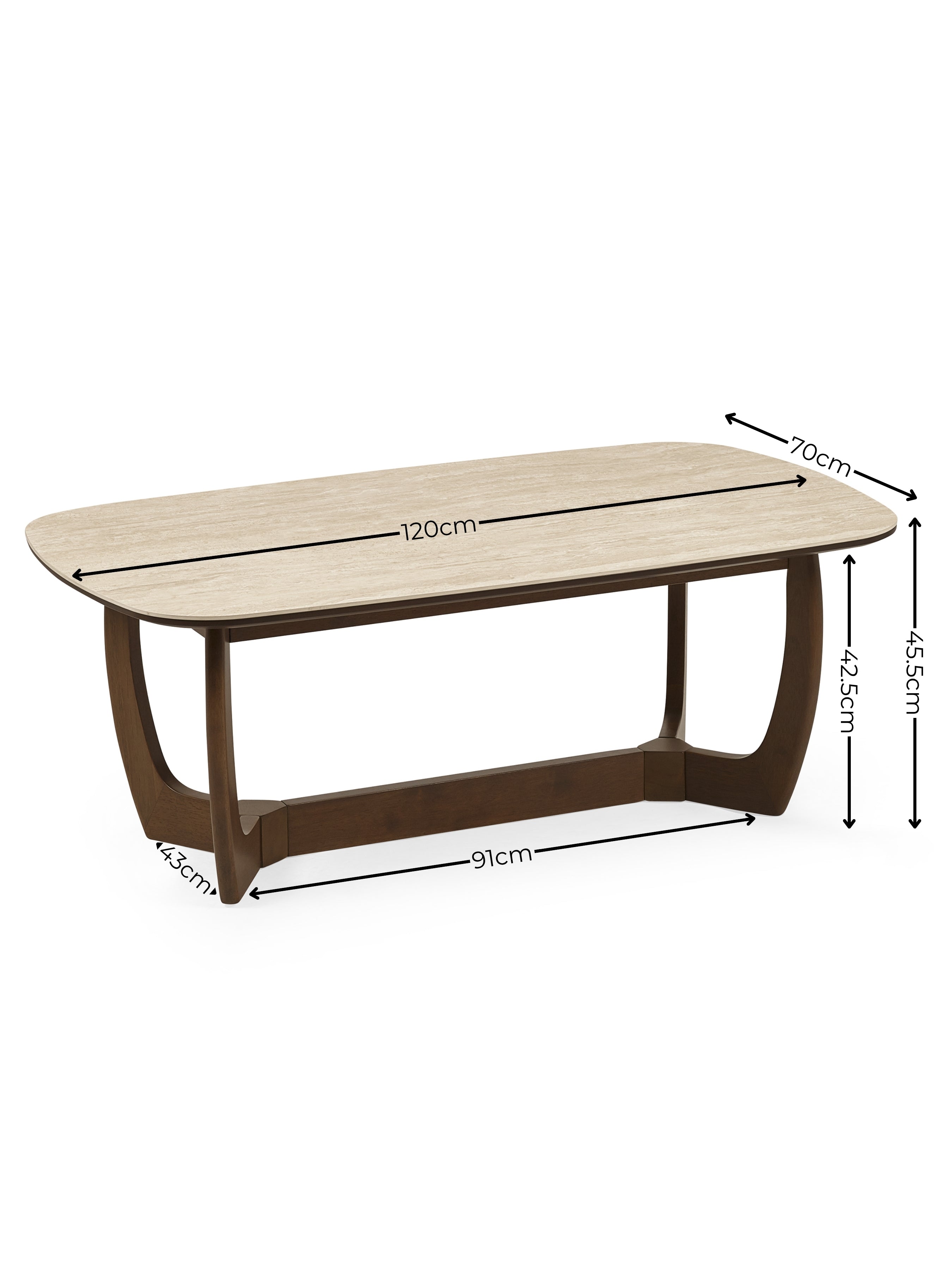 Portland Rectangular Coffee Table – Walnut Effect/Natural Stone