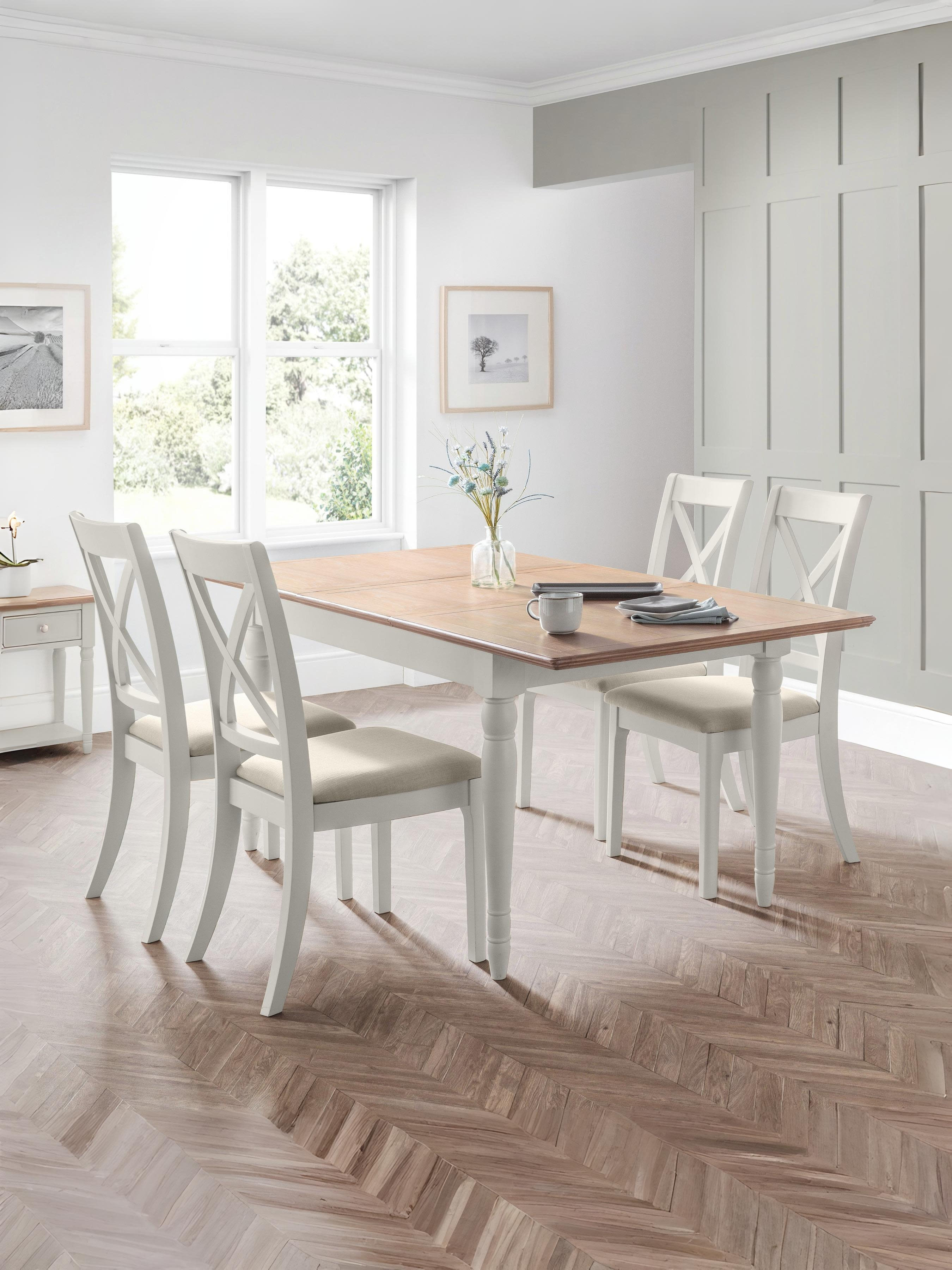 Provence Table and 4 Provence Chairs – Limed Oak/Grey