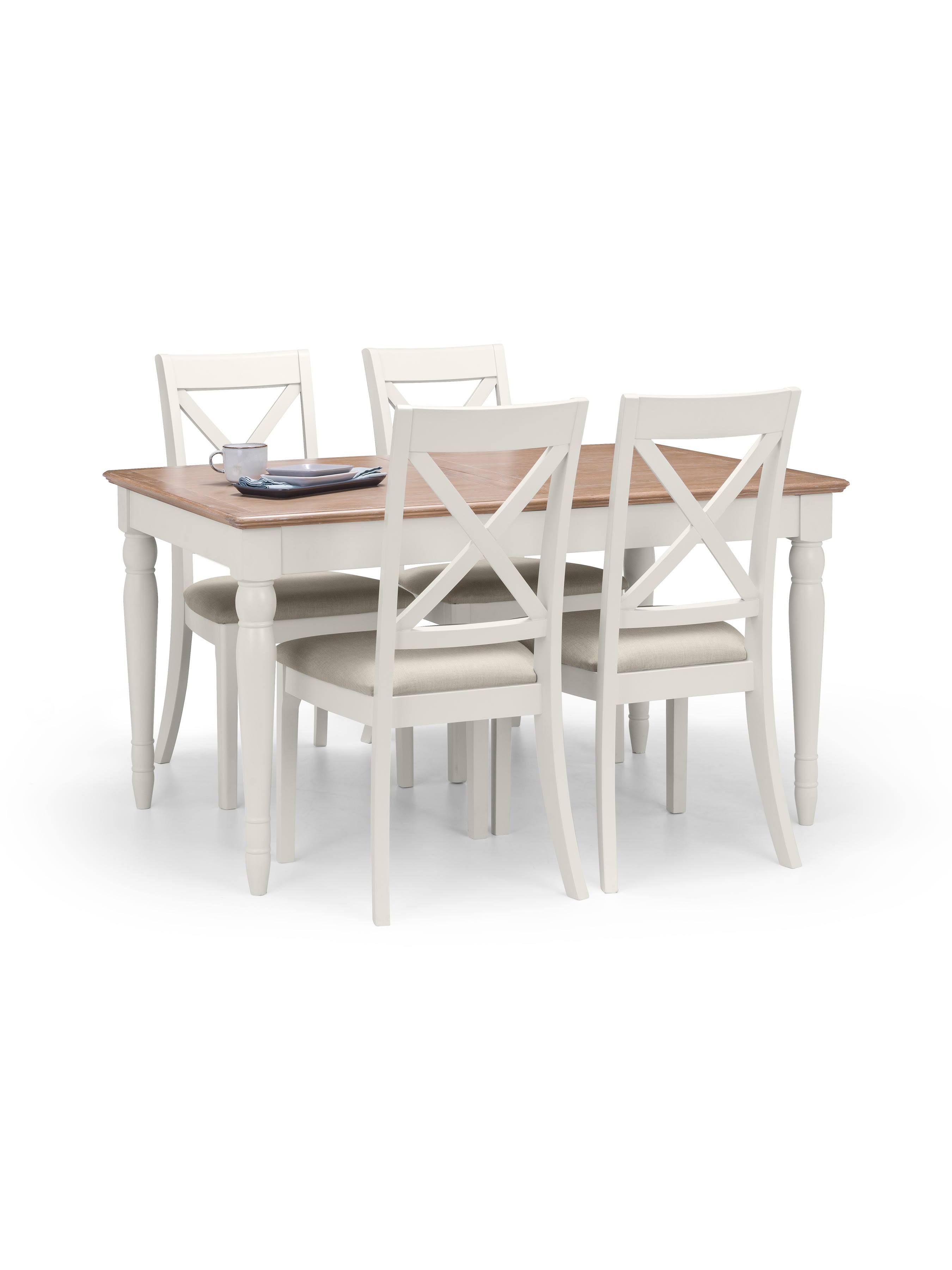 Provence Table and 4 Provence Chairs – Limed Oak/Grey