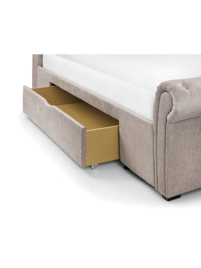 Ravello Beige Chenille Storage Bed with 2 Drawers – Mink Chenille