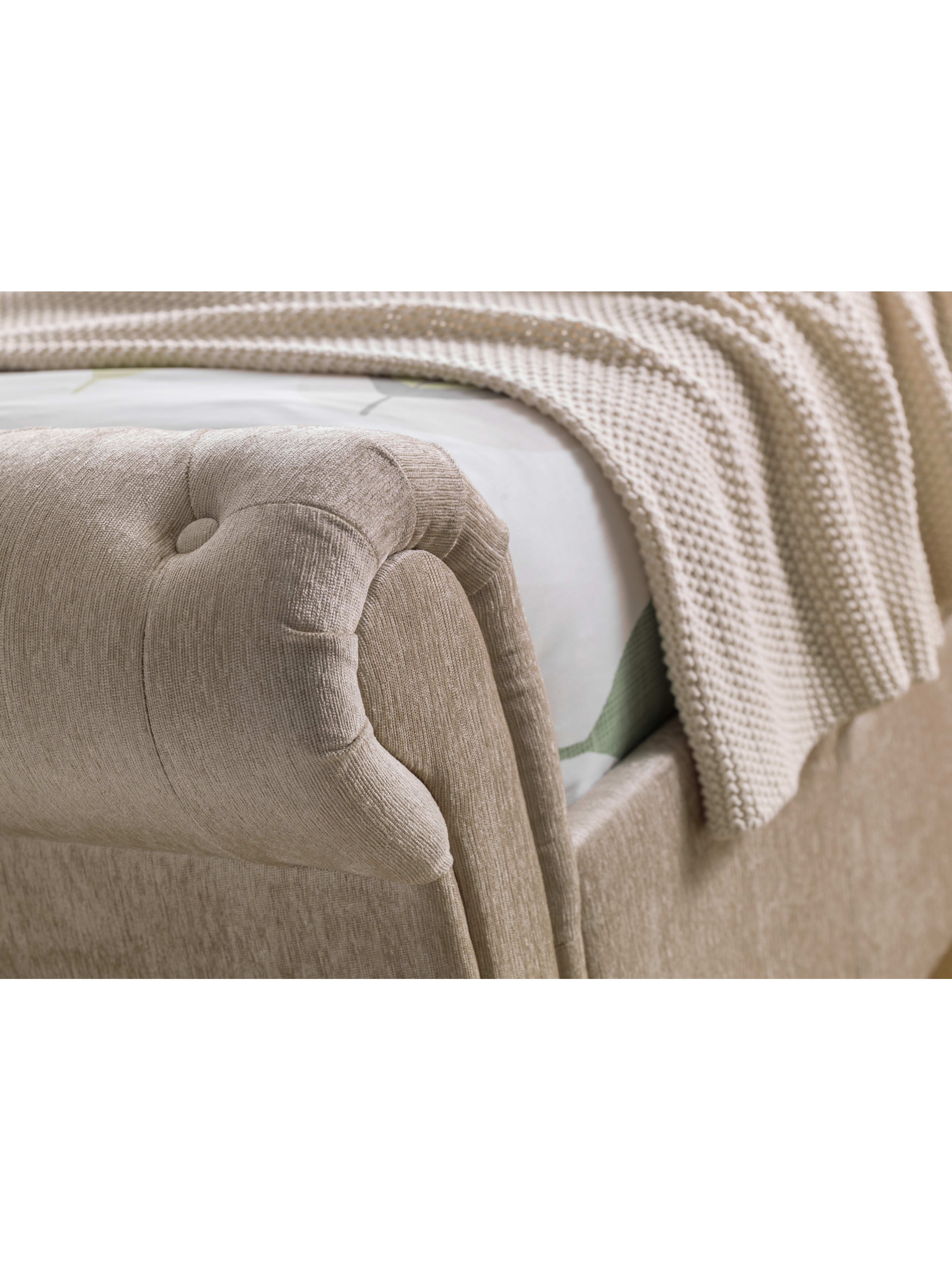 Ravello Beige Chenille Storage Bed with 2 Drawers – Mink Chenille