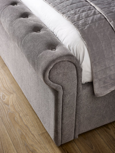Ravello Grey Chenille Upholstered Bed with 2 Drawers