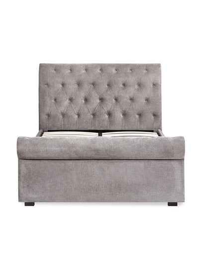 Ravello Grey Chenille Upholstered Bed with 2 Drawers