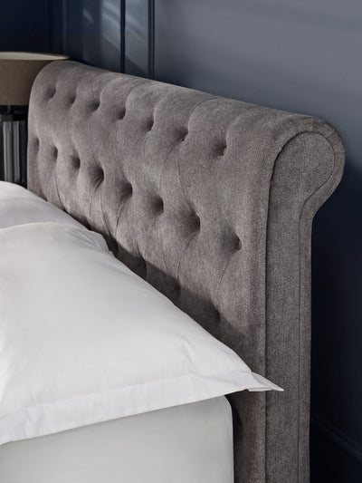 Ravello Grey Chenille Upholstered Bed with 2 Drawers
