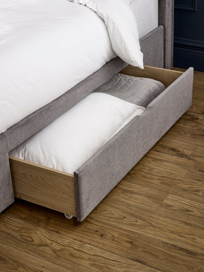 Ravello Grey Chenille Upholstered Bed with 2 Drawers