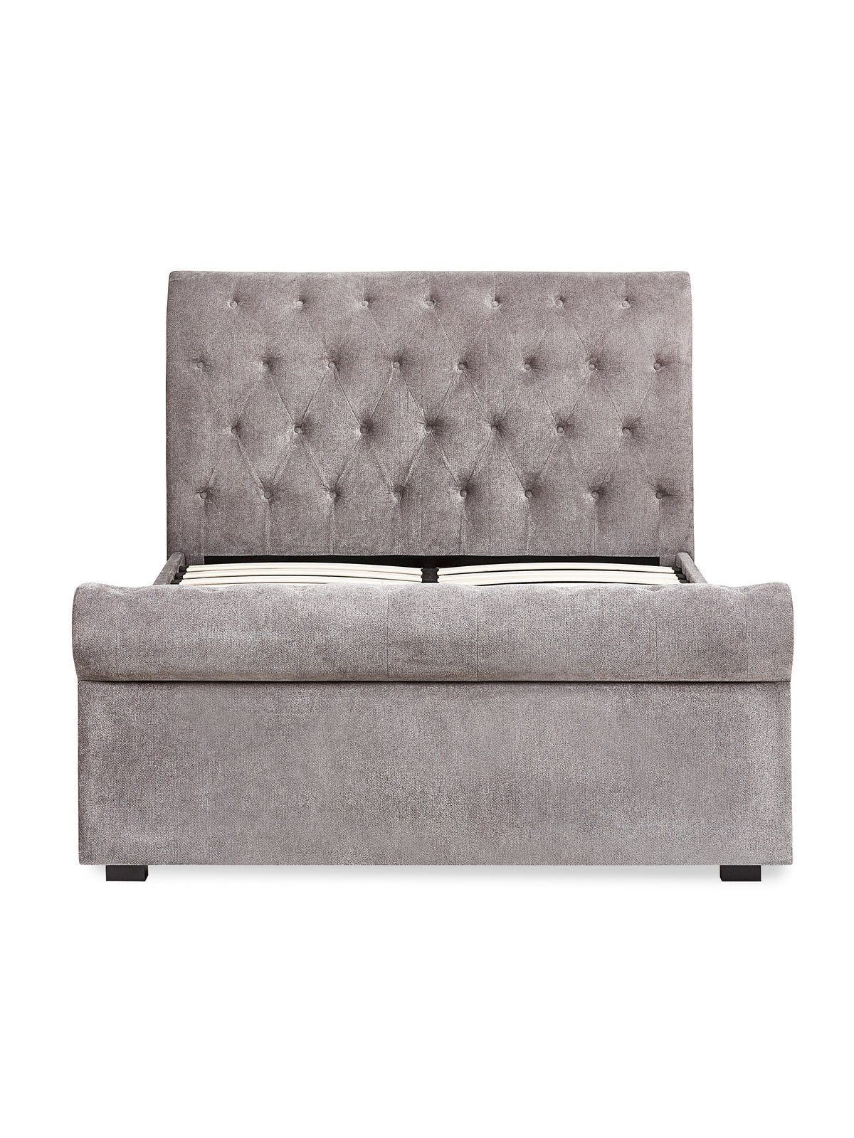 Ravello Grey Chenille Upholstered Bed with 2 Drawers