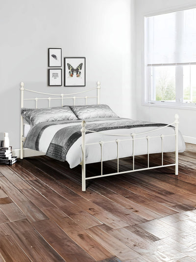 Rebecca Metal Bed - Stone White Satin