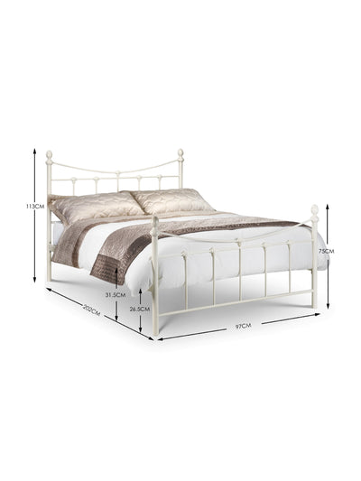 Rebecca Metal Bed - Stone White Satin