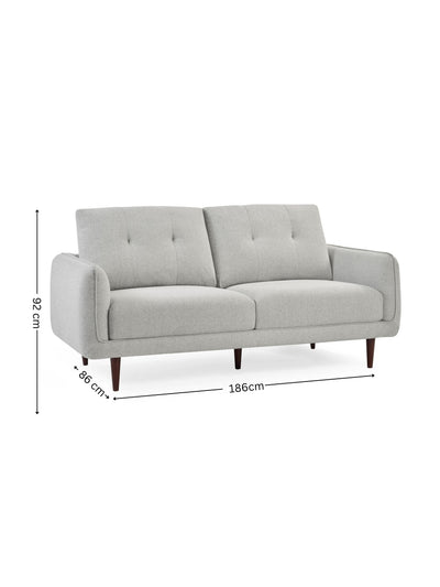 Remy 3 Seater Light Grey Fabric Sofa