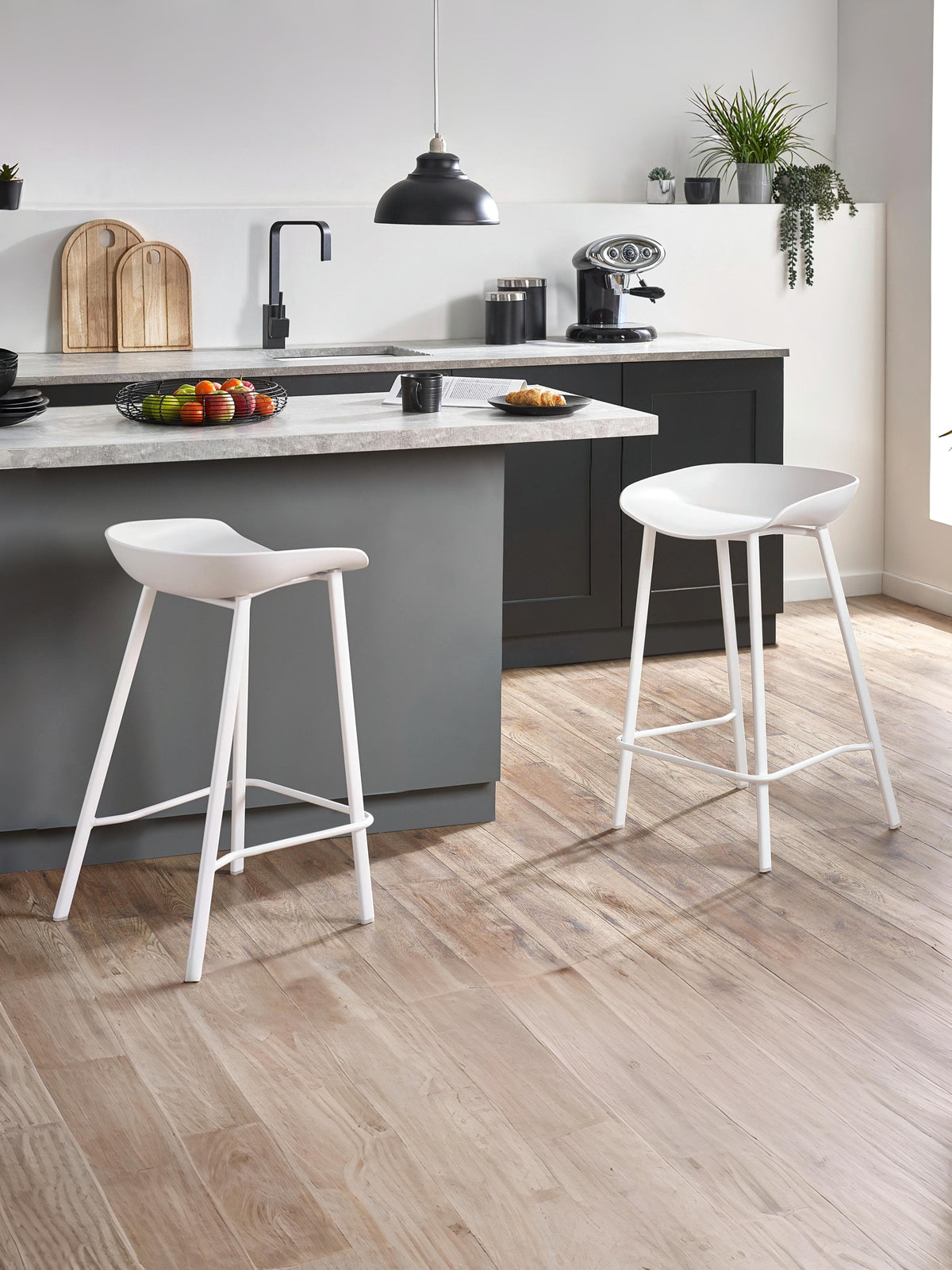 Renzo Bar Stool White (Set Of 2)