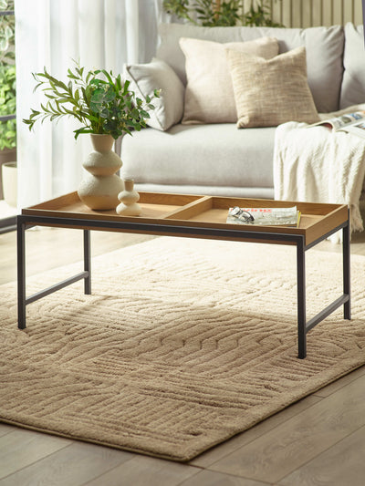 Reuben 110cm Tray Coffee Table – Oak Effect