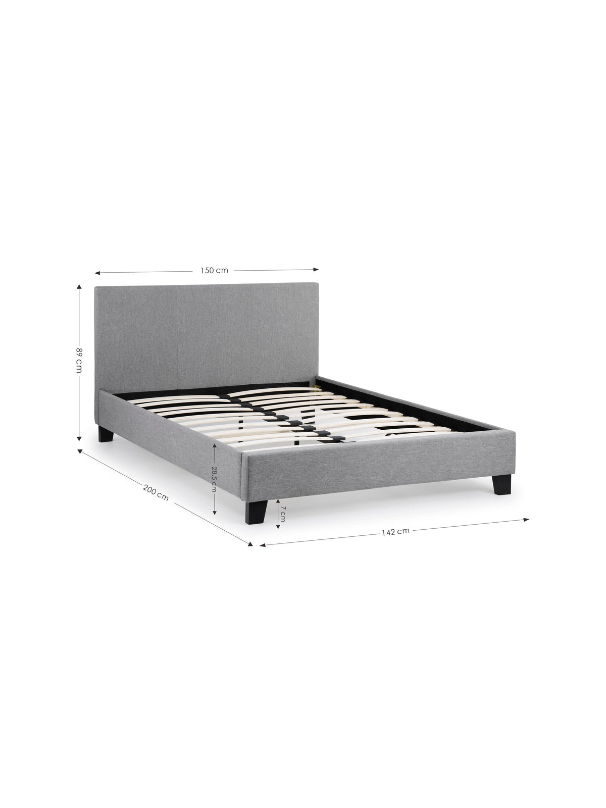 Rialto Light Grey Linen Bed - Grey Linen
