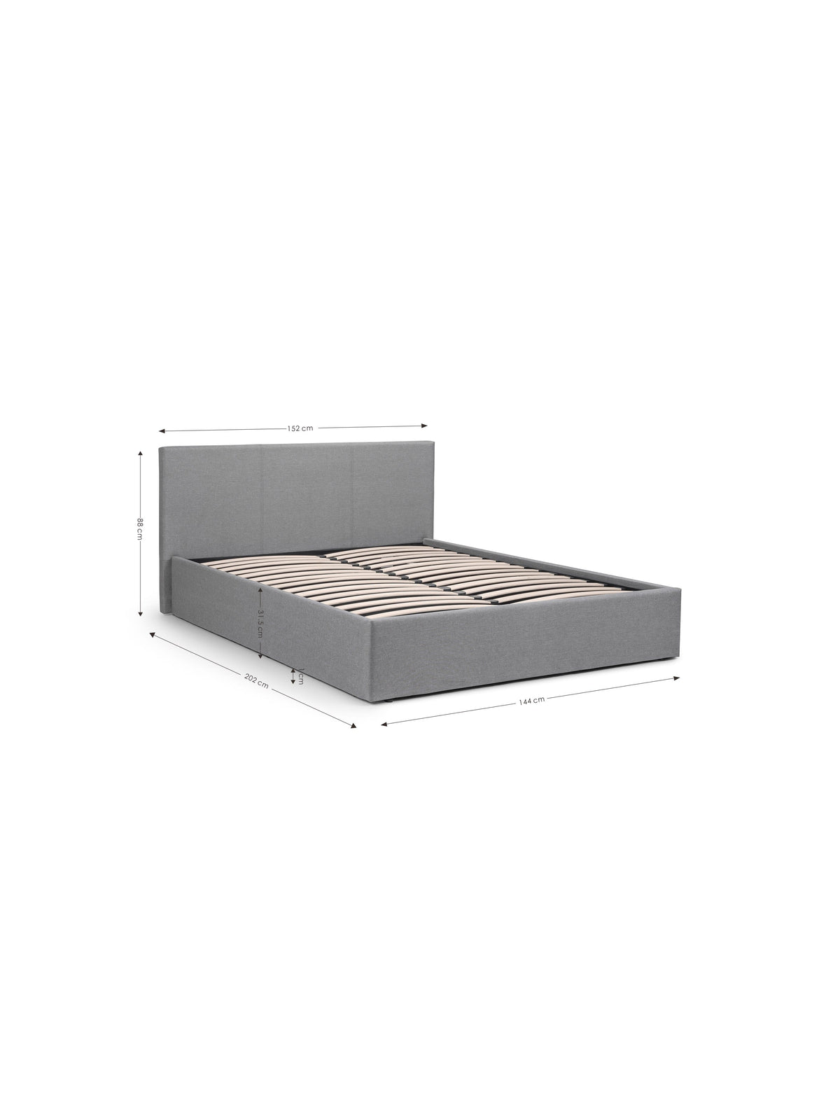 Rialto Lift-Up Storage Bed In Linen Fabric - Light Grey