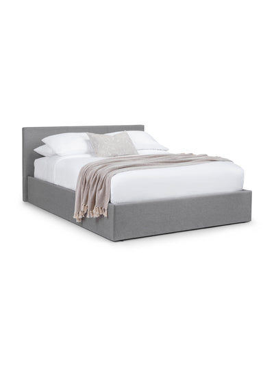 Rialto Lift-Up Storage Bed In Linen Fabric - Light Grey
