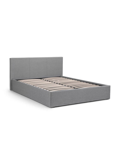 Rialto Lift-Up Storage Bed In Linen Fabric - Light Grey