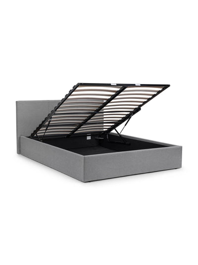Rialto Lift-Up Storage Bed In Linen Fabric - Light Grey