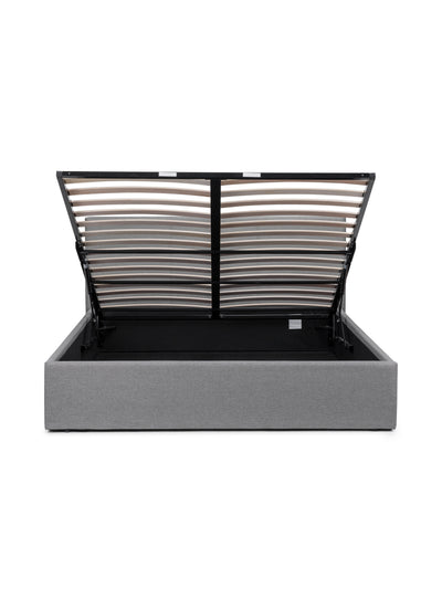 Rialto Lift-Up Storage Bed In Linen Fabric - Light Grey