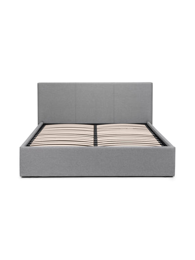 Rialto Lift-Up Storage Bed In Linen Fabric - Light Grey