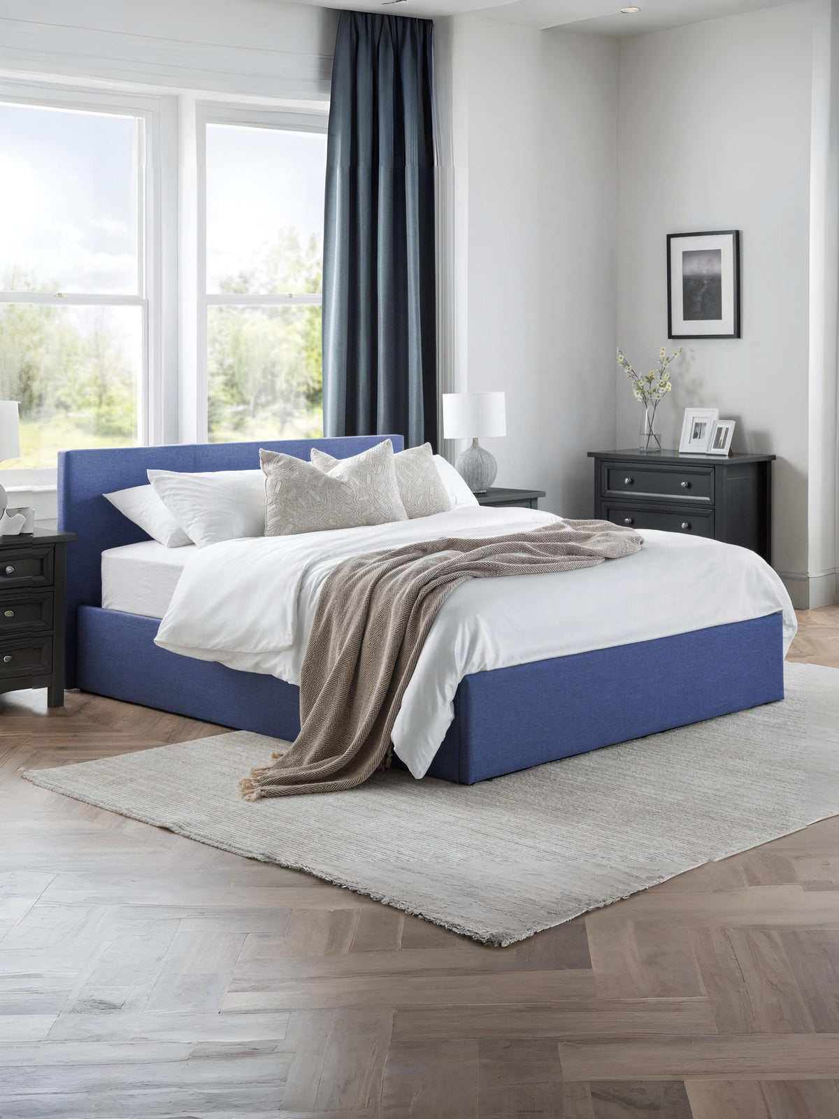 Rialto Lift-Up Storage Bed - Blue Linen