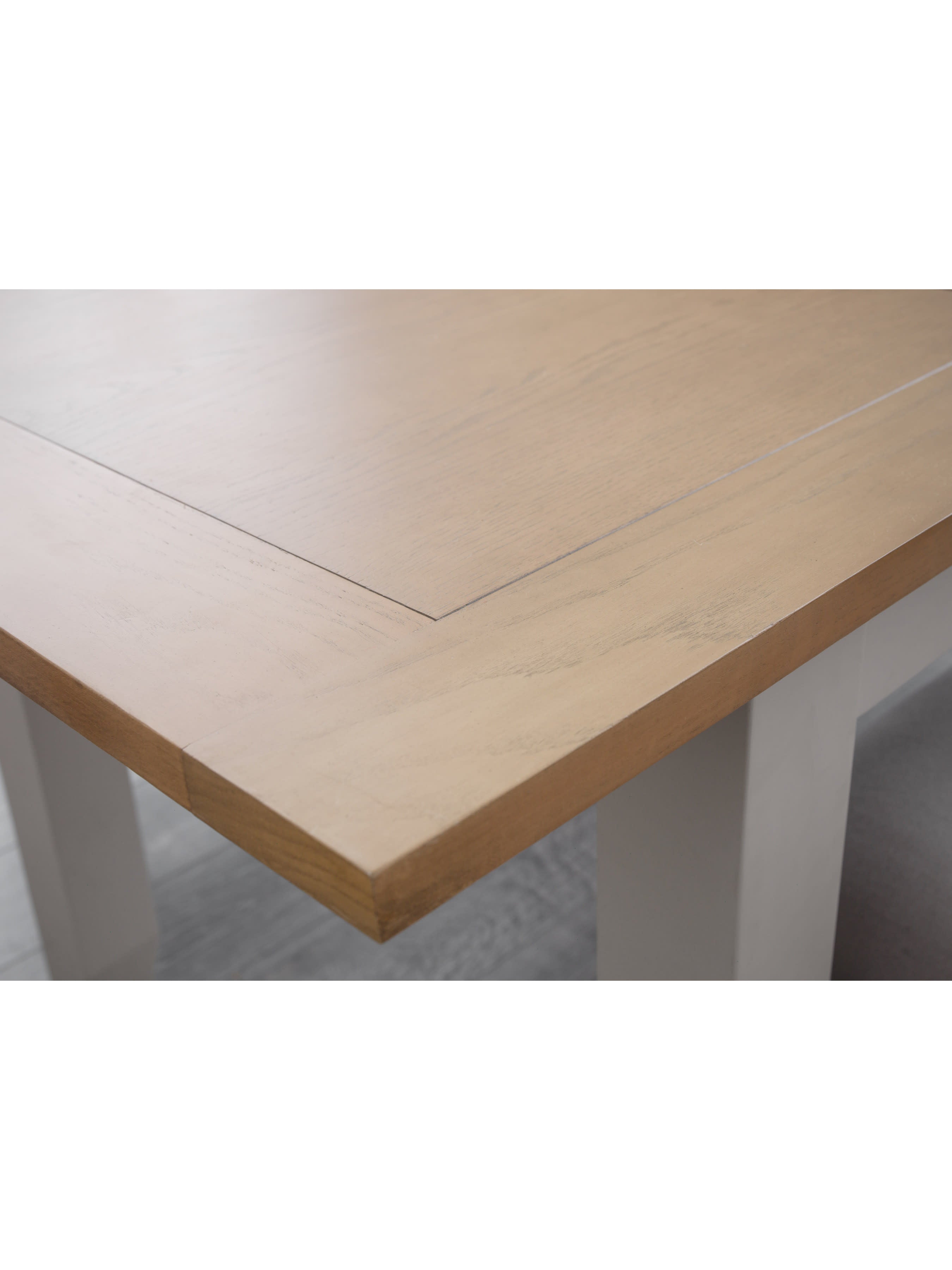 Richmond Two-Tone Oak Top Rectangular 140 to Extending Dining Table Set with 4 Light Grey Wooden Chairs – Elephant Grey and Euro Oak