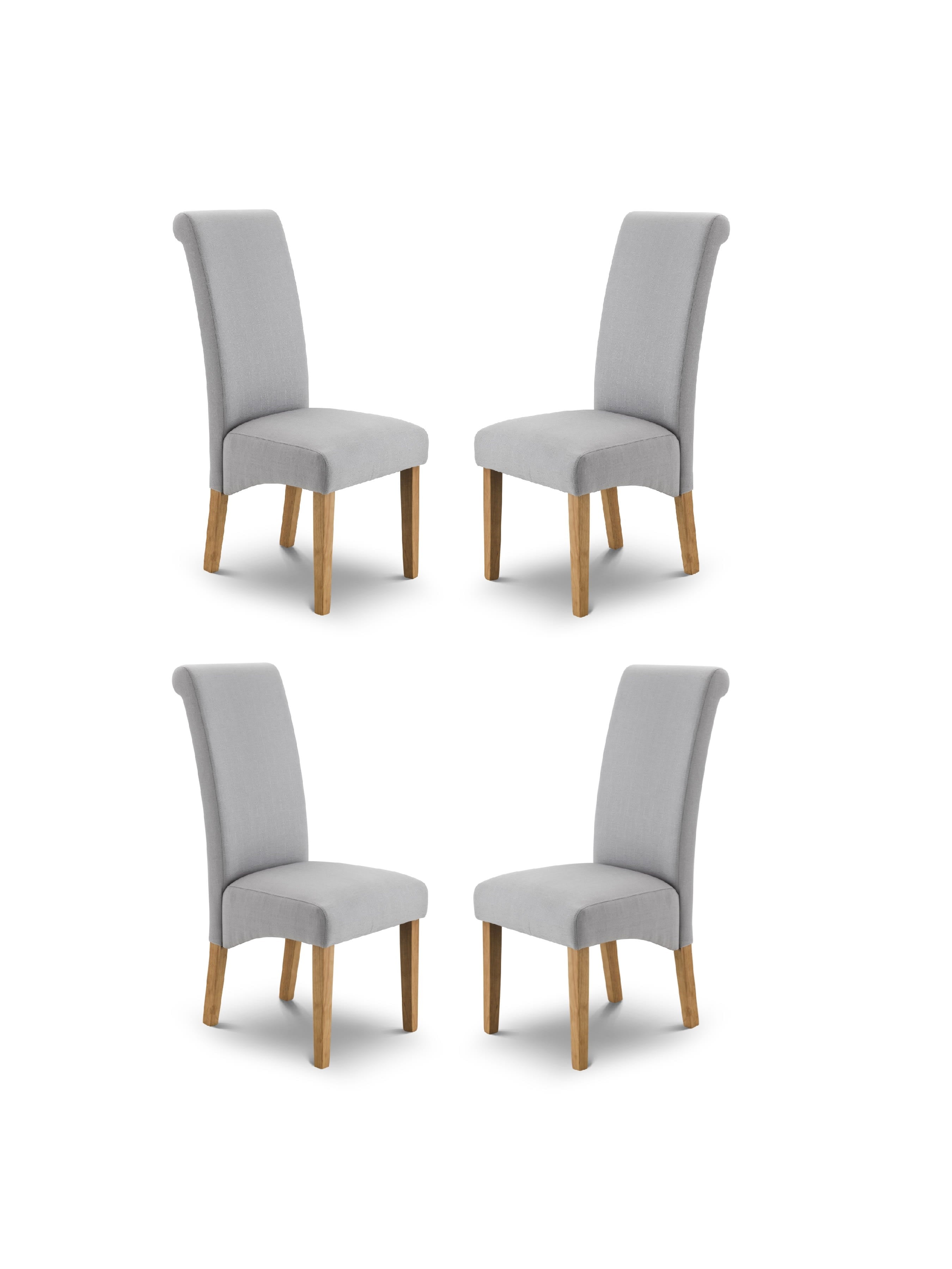 Set Of 4 Rio Scrollback Fabric Chairs – Shale Grey Linen