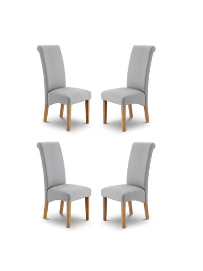 Set Of 4 Rio Scrollback Fabric Chairs – Shale Grey Linen