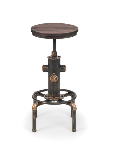 Set Of 2 Rockport Pipework Barstools – Brushed Copper and Rustic Elm