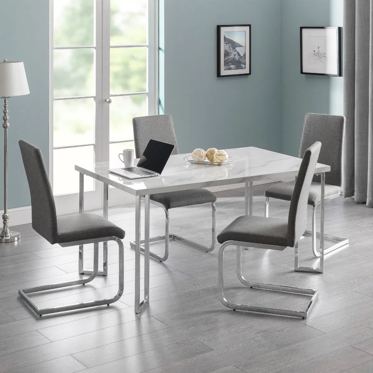 Roma Cantilever Dining Chairs Slate Grey (Set Of 2) – Julian Bowen, view 2