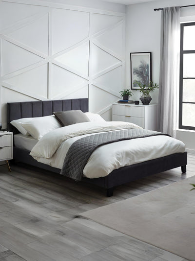 Rosa Velvet Bed - Grey