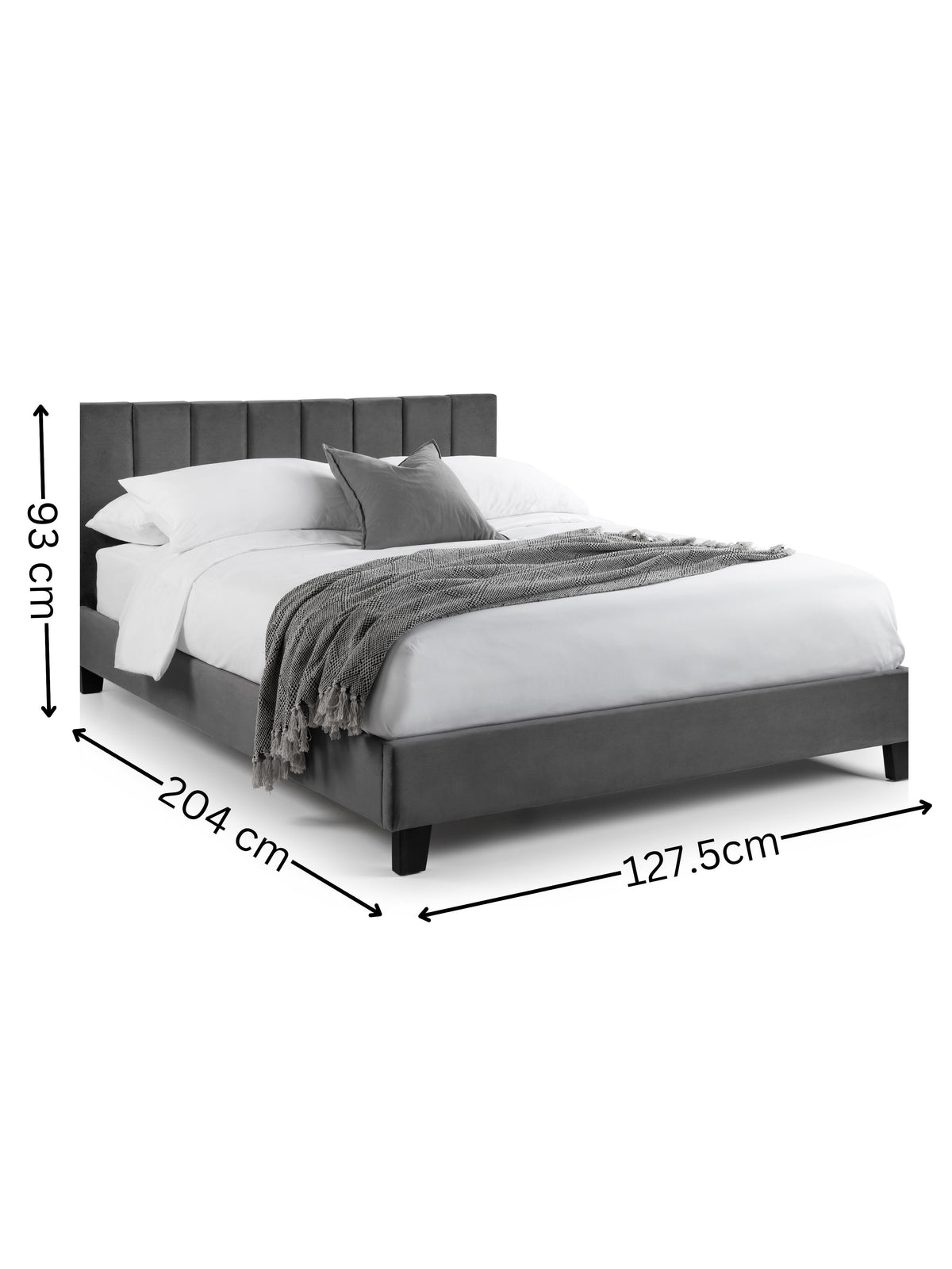 Rosa Velvet Bed - Grey