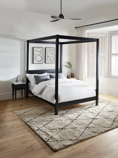 Roxanne Black Solid Pine 4-Poster Canopy Bed