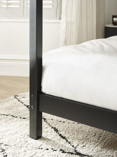Roxanne Black Solid Pine 4-Poster Canopy Bed