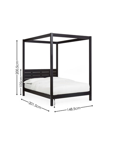 Roxanne Black Solid Pine 4-Poster Canopy Bed